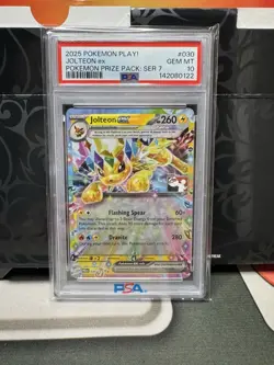 2025 Pokemon Play! Series 7 Jolteon Ex Prismatic Prize Pack PSA 10 - Image 1