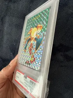 PSA 8 Charizard Carddass Bandai PRISM Green Japanese Pokemon 1996 - Image 4