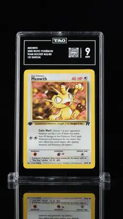 2000 POKEMON TEAM ROCKET 1ST EDITION #62/82 MEOWTH TAG 9 - Image 1