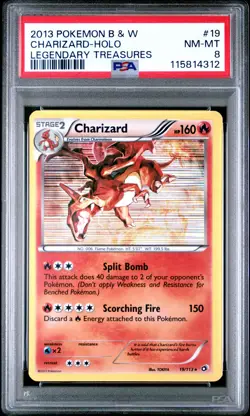 POKEMON LEGENDARY TREASURES CHARIZARD #19 HOLO PSA 8 NM #115814312 - Image 1