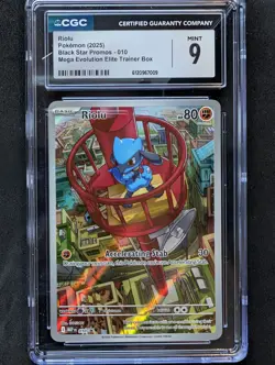 Pokemon Riolu Black Star Promo #010 Mega Evolution ETB CGC 9 Mint - Image 1