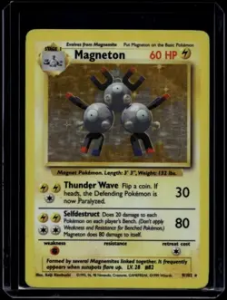 Pokemon TCG Magneton 9/102 Base Set Holo Rare HP - Image 1