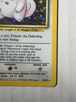 Pokemon Clefairy Base Set Holo Rare - Image 2