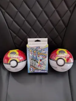 LOT OF 3 -Pokemon Scarlet & Violet Stellar Crown box+ pokeball tin E25 - Image 1