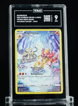 Pokemon TCG Magmortar Crown Zenith Galarian Gallery Holo GG03/GG70 TAG 9 Mint - Image 1