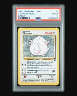 Pokemon 2000 Chansey Holo #3 Base II PSA 4 Very Good EX - Image 1
