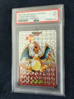 Charizard Pokemon 1996 Prism Bandai Carddass Vending Red Japanese #6 PSA 7 - Image 1