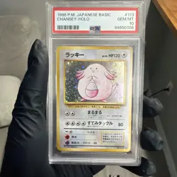 1996 CHANSEY POKEMON BASE SET JAPANESE #113 HOLO PSA 10 HALF SWIRL 🌀 - Image 1