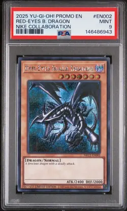 2025 YU-GI-OH! NIKE COLLABORATION PROMO #EN002 RED-EYES BLACK DRAGON PSA 9 - Image 1