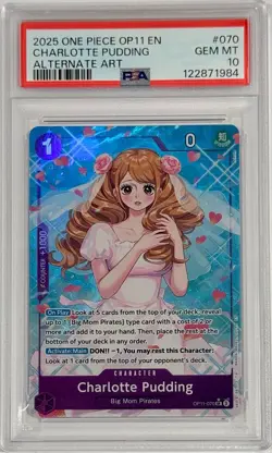 2025 One Piece OP11 #070 Charlotte Pudding Alternate Art PSA 10 Gem Mint - Image 1