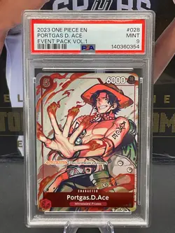 2023 One Piece EN P-028 Portgas D Ace Event Pack Vol. 1 PSA 9 MINT - Image 1