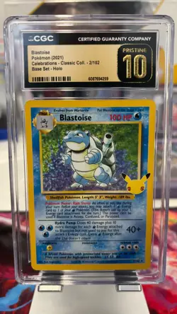 CGC 10 PRISTINE Blastoise 2021 Celebrations 2/102 Base Set Holo Pokemon Card - Image 1