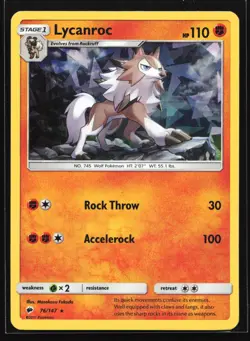 Lycanroc 76/147 Burning Shadows Cracked Ice Holo Rare Pokemon Card - Image 1