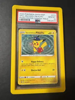 Special Delivery Pikachu SWSH074 SWSH: Sword & Shield Promo Cards Holo PSA 10 - Image 1