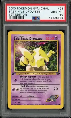 PSA 10 Sabrina's Drowzee 1st Edition Gym Challenge 95/132 Pokemon Card - Image 1