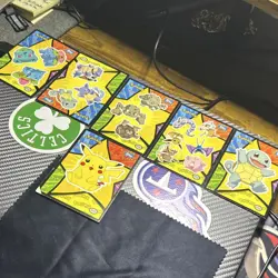 Topps Pokemon TCG Card Lot- Pikachu, Squirtle, Bulbasaur, Eevee, Geodude 6 Cards - Image 1