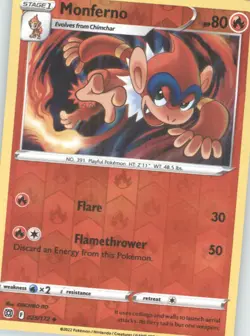 Monferno Reverse Holo Pokemon tcg SWSH09: Brilliant Stars #025/172 - Image 1