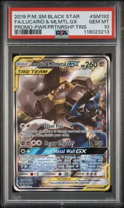 2019 Lucario Melmetal GX Tag Team SM192 Pokemon Promo Holo Rare PSA 10 - Image 1