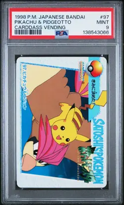 PSA 9 2026 CERT POP 16 PIKACHU & PIDGEOTTO 1998 POKEMON JPN BANDAI CARDDASS #97 - Image 1