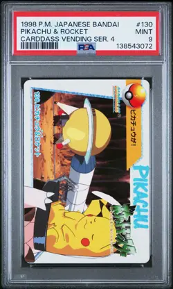 PSA 9 2026 CERT POP 18 PIKACHU & ROCKET 1998 POKEMON JPN BANDAI CARDDASS #130 - Image 1