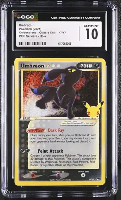 Umbreon Gold Star 17/17 Celebrations Classic Pokemon CGC 10 Gem Mint *059 - Image 1