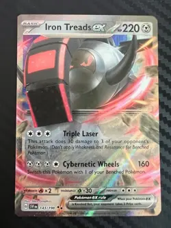 Pokemon TCG Iron Treads ex Scarlet & Violet Base Set 143/198 Holo Double Rare NM - Image 1