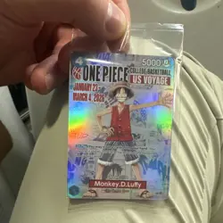 Bandai Namco One Piece Card Game US Voyage Monkey D. Luffy Holo Promo Lot - Image 1