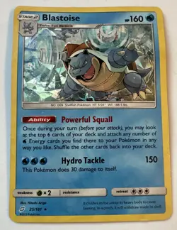 Pokemon TCG Cards Blastoise 25/181 Team Up Cracked Ice Holo Rare - Image 1
