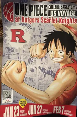 One Piece Monkey.D.Luffy US College Rutgers Basketball Promo Card & Poster - Image 3