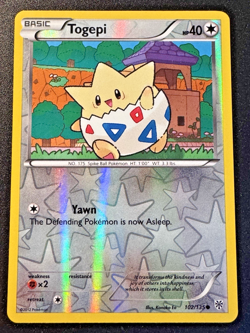 Togepi 102/135 B&W Plasma Storm Pokemon Card Reverse Holo Foil Rare MP - Image 1