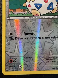 Togepi 102/135 B&W Plasma Storm Pokemon Card Reverse Holo Foil Rare MP - Image 5