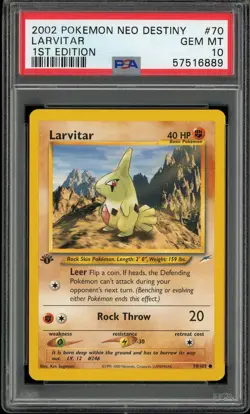 PSA 10 Larvitar 1st Edition Neo Destiny 70/105 Pokemon Card - Image 1