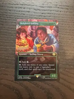 Magic MTG Lord of the Rings Delighted Halfling #402 Foil Scene Prerelease LTR - Image 1