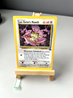 Pokemon Team Rockets Meowth 18 Black Star Promo Rare Card WOTC Vintage 1999 - Image 1