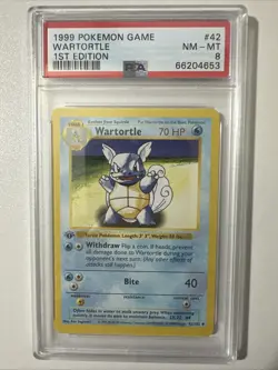 Pokemon 1st Edition PSA 8 Wartortle 042/102 Base Set (Shadowless) - Image 1