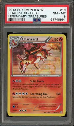 2013 POKEMON LEGENDARY TREASURES CHARIZARD #19 HOLO PSA 8 NM-MINT - Image 1
