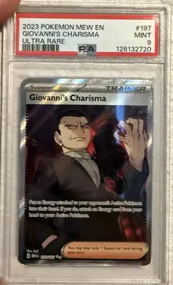 Pokemon 2023 SV 151 Mew en Giovanni's Charisma #197/165 PSA 9 - Image 1