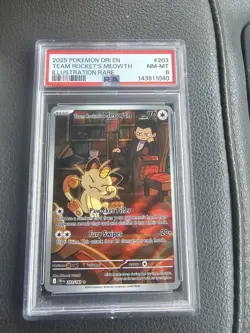 Pokemon TCG Team Rockets Meowth Card 203/182 Destined Rivals PSA NM-MT 8 - Image 1