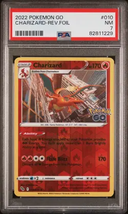 PSA 7 NM Charizard 010/078 Reverse Holo Pokemon GO Stamped Rare Pokemon 2022 🔥 - Image 1