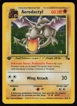 Aerodactyl 1/62 Rare Fossil Holo 1st Edition Pokemon - Image 1