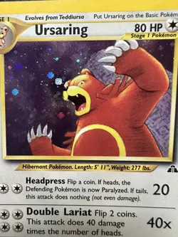 Pokemon TCG Ursaring 15/75 Neo Discovery Holo NM *Rare WoTC Swirl* - Image 5