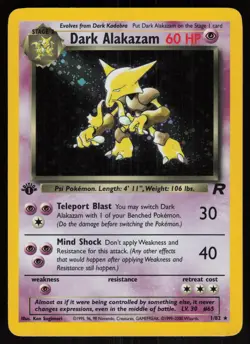Dark Alakazam 1/82 Rare Team Rocket Holo 1st Edition Pokemon - Image 1