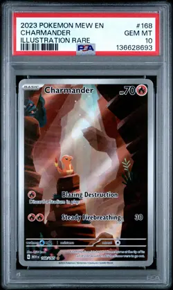 2023 POKEMON MEW EN-151 ILLUSTRATION RARE #168 CHARMANDER PSA 10 - Image 1
