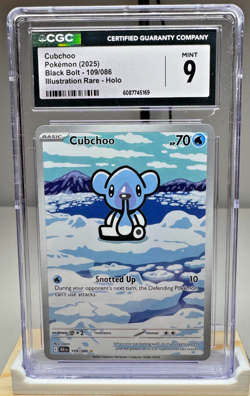 Cubchoo 109/086 Black Bolt Illustration Rare CGC 9 MINT English 2025 Pokemon - Image 1