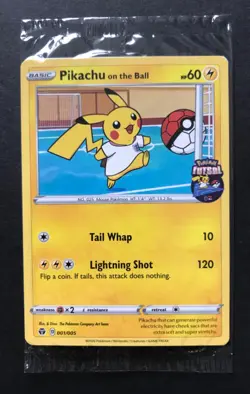 Pikachu on the Ball Futsal 001/005 Pokemon Card UK Exclusive 2020 PROMO NEW - Image 1