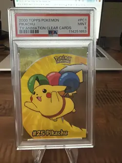 2000 Topps Pokemon TV Animation Clear Cards Pikachu #PC1 PSA 9 Mint - Image 1