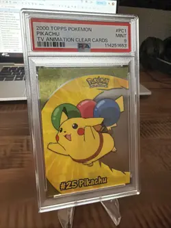 2000 Topps Pokemon TV Animation Clear Cards Pikachu #PC1 PSA 9 Mint - Image 2
