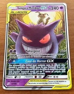 Base set of cards Pokemon Gengar & Mimikyu GX TAG TEAM GX 240 HP 53/181 Aliado - Image 1