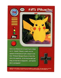 Pokemon Card - Pikachu TV2 - Black Logo - Topps Series 1 - Image 2