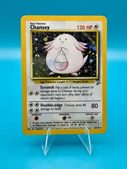 Pokemon TCG 1999-2000 Chansey 3/130 Base Set 2 Holo Rare Card Vintage DMG - Image 1